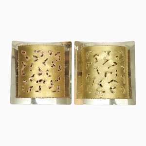 Mid-Century Modern Brutalist Brass Wall Lamps from Boréns, 1970s, Set of 2