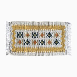 Handmade Yellow and Cream-White Flat-Weave Tapestry, Vlasti, Greece, 1970s
