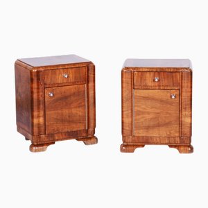 Art Deco Bedside Tables in Walnut, 1930s, Set of 2