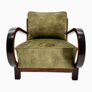 Art Deco Beech Wood Armchair, 1930s
