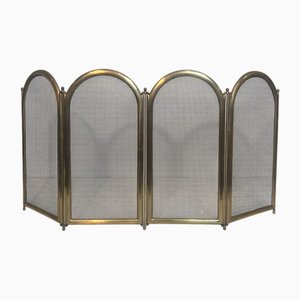 Pare-Feu de Style Néoclassique en Laiton et Grillage