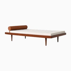 Dormeuse con cassetti in teak e lana, Paesi Bassi, anni '60