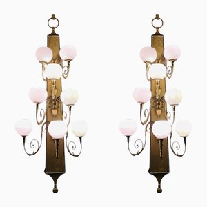 Lampade da parete grandi in bronzo, 1920, set di 2