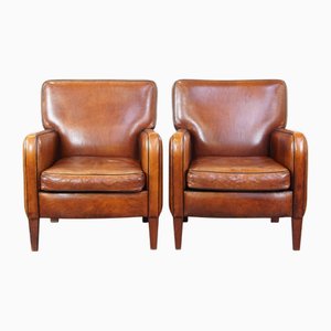 Set of Vintage Chairs in Sheep Leather