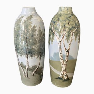 Landscape Porcelain Vases from Jaeger & Co Bavaria, Set of 2