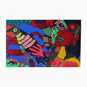 Corneille, Cobra Composition, Color Screenprint on Canvas