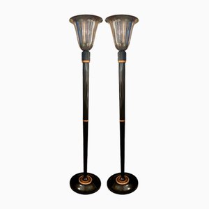 Französische Art Deco Stehlampen, 1940er, 2er Set