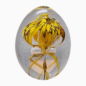 Vintage Glass Oval Paperweight, 1980s