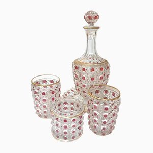 Antikes Nachtset mit Baccarat Kristall Diamanten Edelsteinen, 1890, 5 . Set