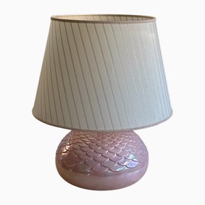Moderne italienische Mid-Century Tischlampe aus rosa schillernder Keramik, 1970er