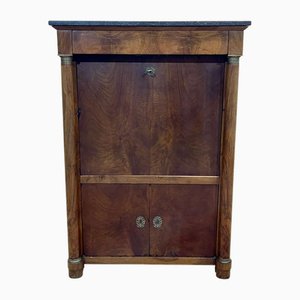 Empire Secretary in Walnut and Oak with Black Marble Top, Early 19th Century