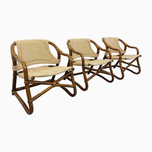 Vintage Danish Safari-Style Armchairs by Horsnæs Møbelfabrik, 1970s, Set of 3