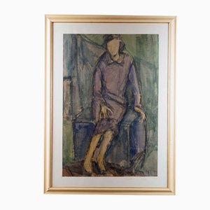 Mario Toccangini, Portrait, 1958, Mixed Media auf Papier