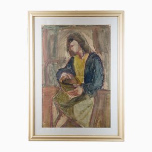 Mario Toccangini, Retrato, 1958, Técnica mixta sobre papel