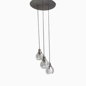 Murano Glass and Varnished Metal 3-Light Pendant attributed to Toni Zuccheri for Venini, 1970s