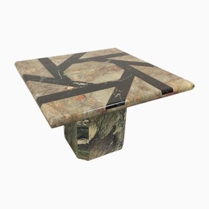 Vintage Square Marble Coffee Table with Geometric Patterns, 1970s