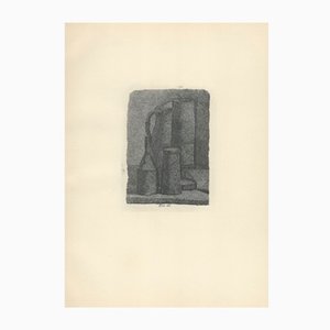 Giorgio Morandi, Stillleben mit Vase und drei Flaschen, 1945-1957, Lithographie