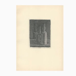 Giorgio Morandi, Stillleben mit Vase und drei Flaschen, 1945-1957, Lithographie