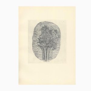 Giorgio Morandi, Blumen in einer gestreiften Vase in einem Oval, 1932-1957, Lithographie