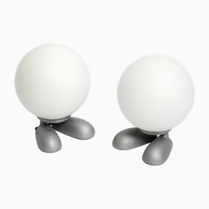 Cast Aluminum Table Lamps with Feet and Spherical Glass Lampshades from Sompex, 1990s, Set of 2