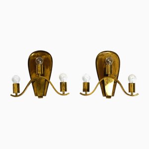 Large German Mid-Century Church Brass Wall Lights, 1950s, Set of 2