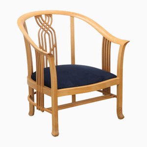 Vintage Giorgetti Armlehnstuhl aus Samt & Buche, Italien, 1980er