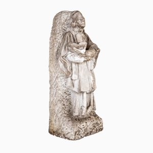 Carved Marble Saint Statue by K.M. Demuynck