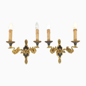 Empire Style Bronze Wall Lights, Set of 2