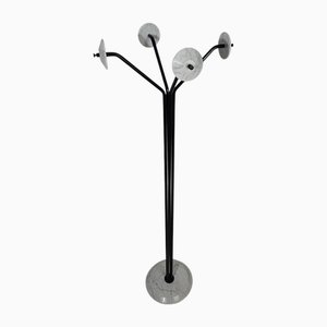 Modernist Coat Rack Stand in Carrara Marble and Black Metal from Fly Line, 1970s