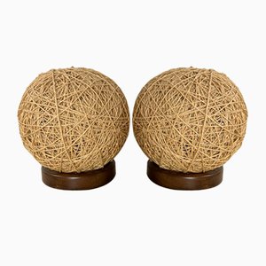 Mid-Century Twine Table Lamps, 1960s, Set of 2