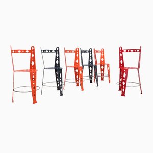 Postmodern Lacquered Metal Chairs from Artifort, Set of 6