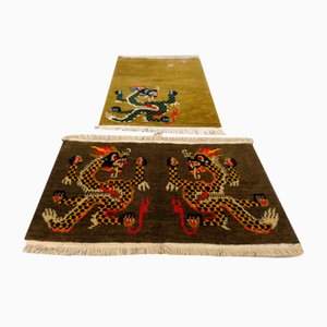Hand-Knotted Tibetan Dragon Rug, 1950s, Set of 2