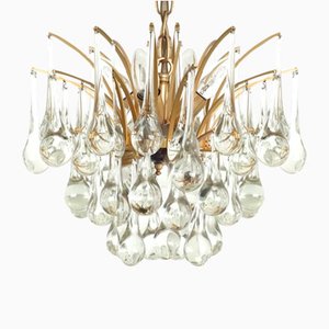 Kronleuchter aus Messing & Muranoglas von Christoph Palme, 1970er