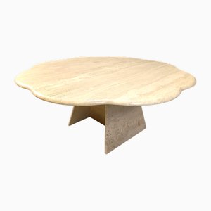Vintage Couchtisch aus Travertin in Blumenform, 1970er