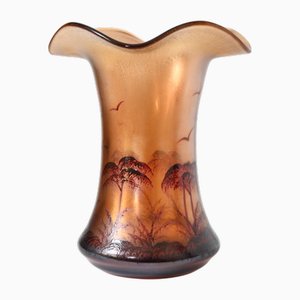Hand-Painted Iridized Glass Vase from Poschinger, 1930s