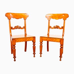 Set of Biedermeier Swedish Satin Birch Hall Chairs by Karl Johan, 1820s