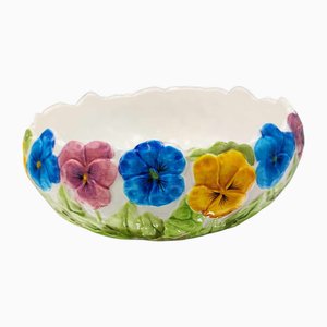 Art Deco Flower Plate with Pansies, 1930s