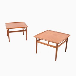 Square Coffee Tables in Teak by Grete Jalk for Glostrup, Set of 2