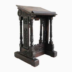 Antique 19th Century Gothic Revival Oak Lectern Book Stand, 1890s