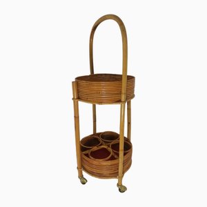 Small Wicker Serving Trolley, Italy, 1960s