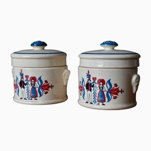 Covered Pots Service from Sarreguemines, 1940s, Set of 2