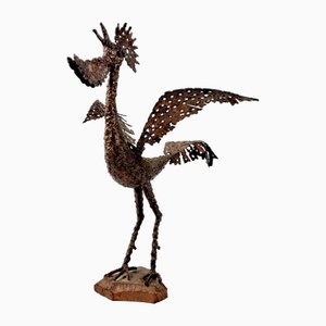 Escultura de gallo brutalista de metal de Ivan Zajec, Yugoslavia, 1967