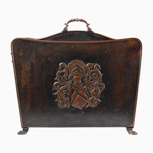 Mid-Century Magazine Rack in Hammered Copper, France, 1890s