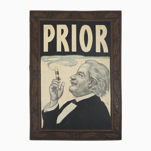 Art Deco Advertising Sign Prior Sigars on Tin Plate, Italy