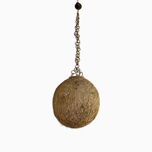 Mid-Century Italian Twine and Rattan Pendant Light, 1960s