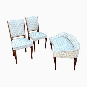 Bedroom Set with Upholstered Chairs and Small Sofa, Italy, 1950s, Set of 3