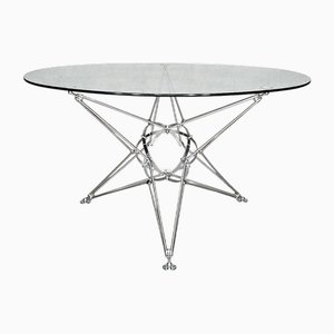 Glass and Steel Dining Table