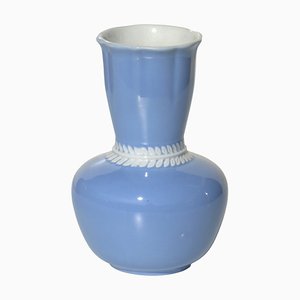 1930 Giovanni Gariboldi San Cristoforo Blue Italian Ceramic Art Deco Vase, 1940s