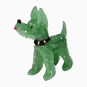 Terrier italiano Art Déco Pulegoso verde de cristal de Murano, años 30
