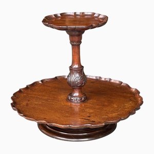 Lazy Susan giratoria de caoba de dos niveles, década de 1850